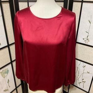 Lily Silk 100% Silk Top.  Deep Red.  Size XS